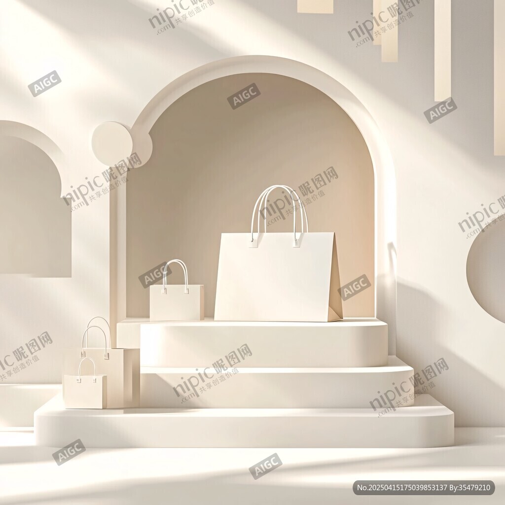 簡(jiǎn)約風(fēng)白色購(gòu)物袋展示場(chǎng)景