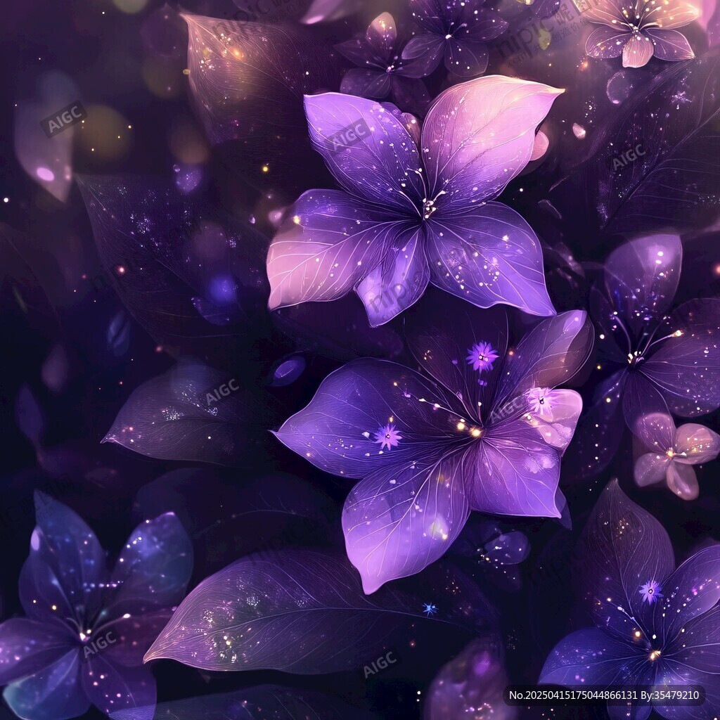 夢幻紫花閃爍神秘光芒