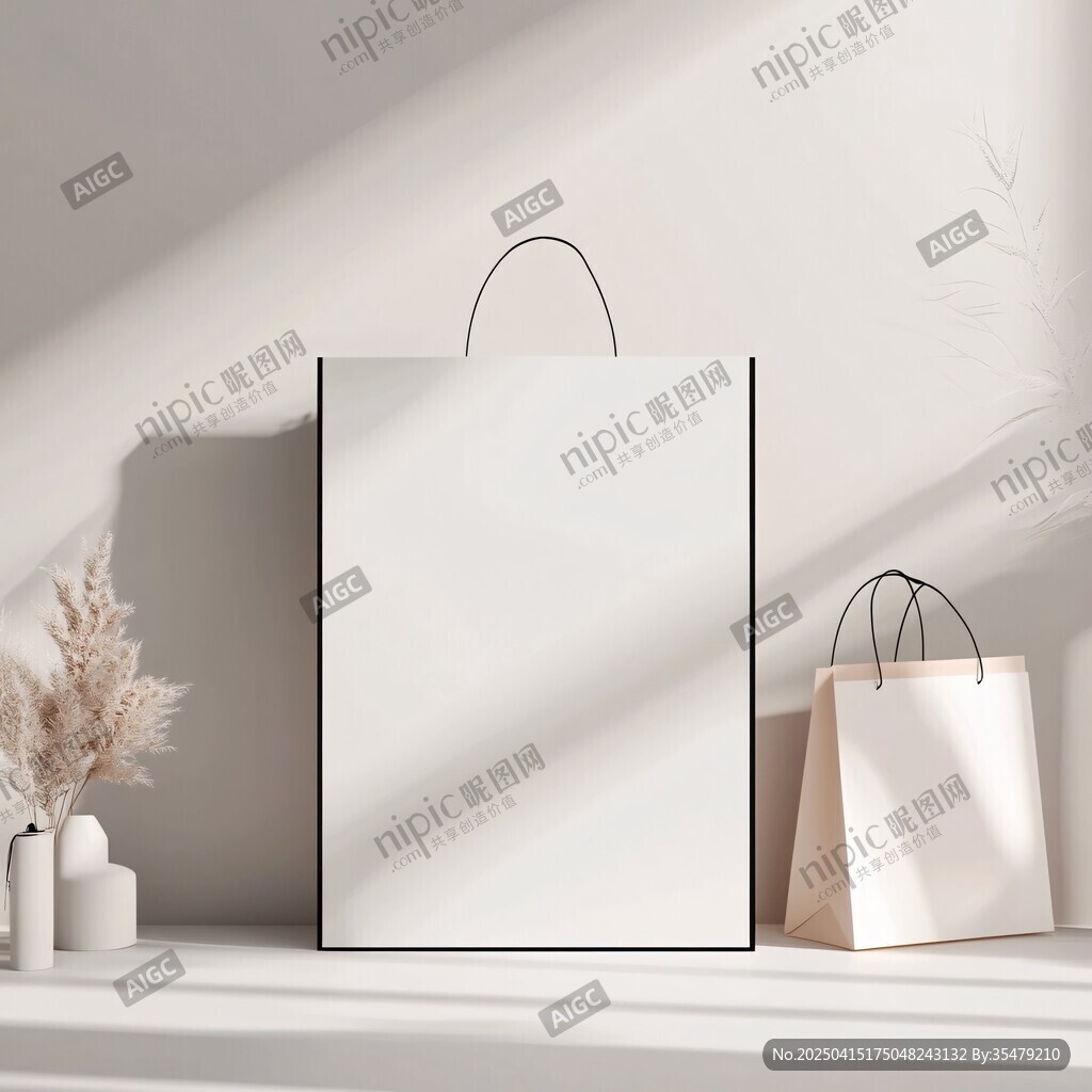 簡約風(fēng)空白紙袋展示場景