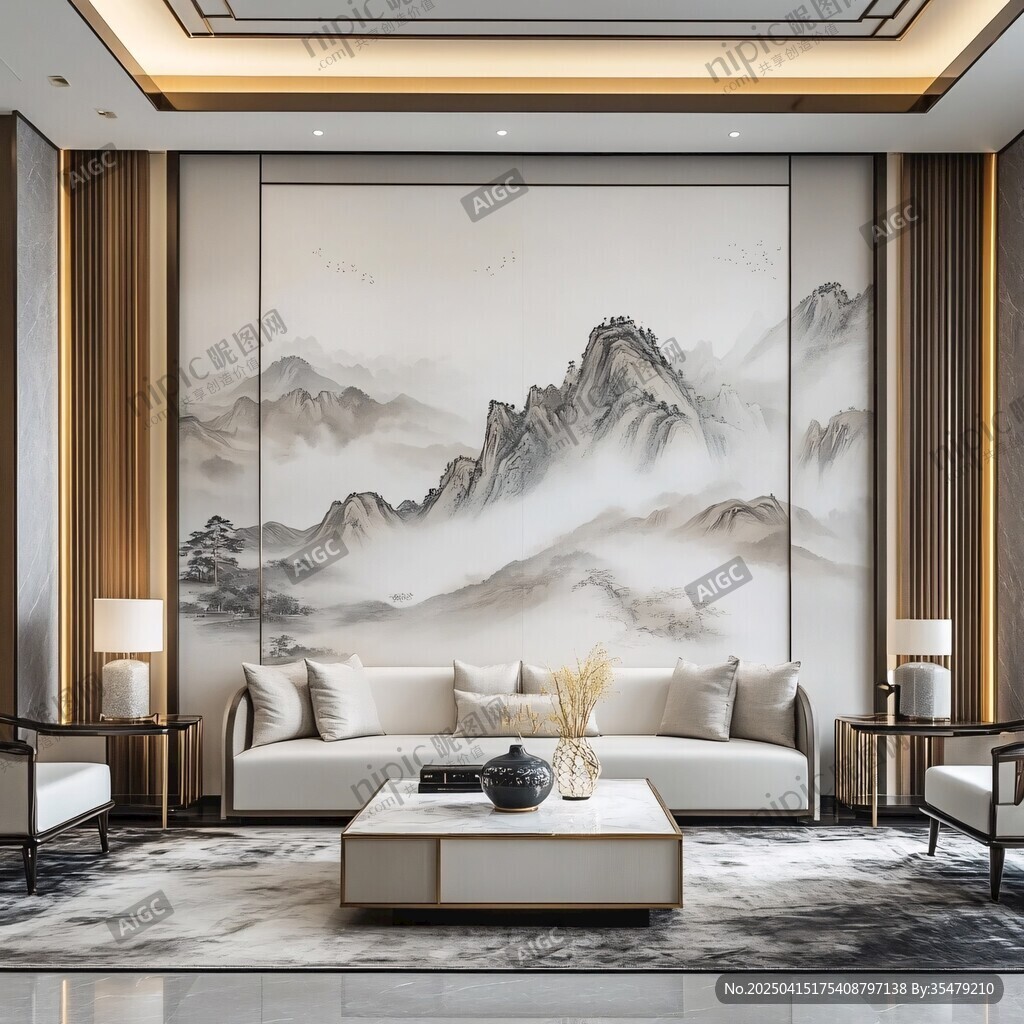 中式山水風(fēng)客廳優(yōu)雅設(shè)計