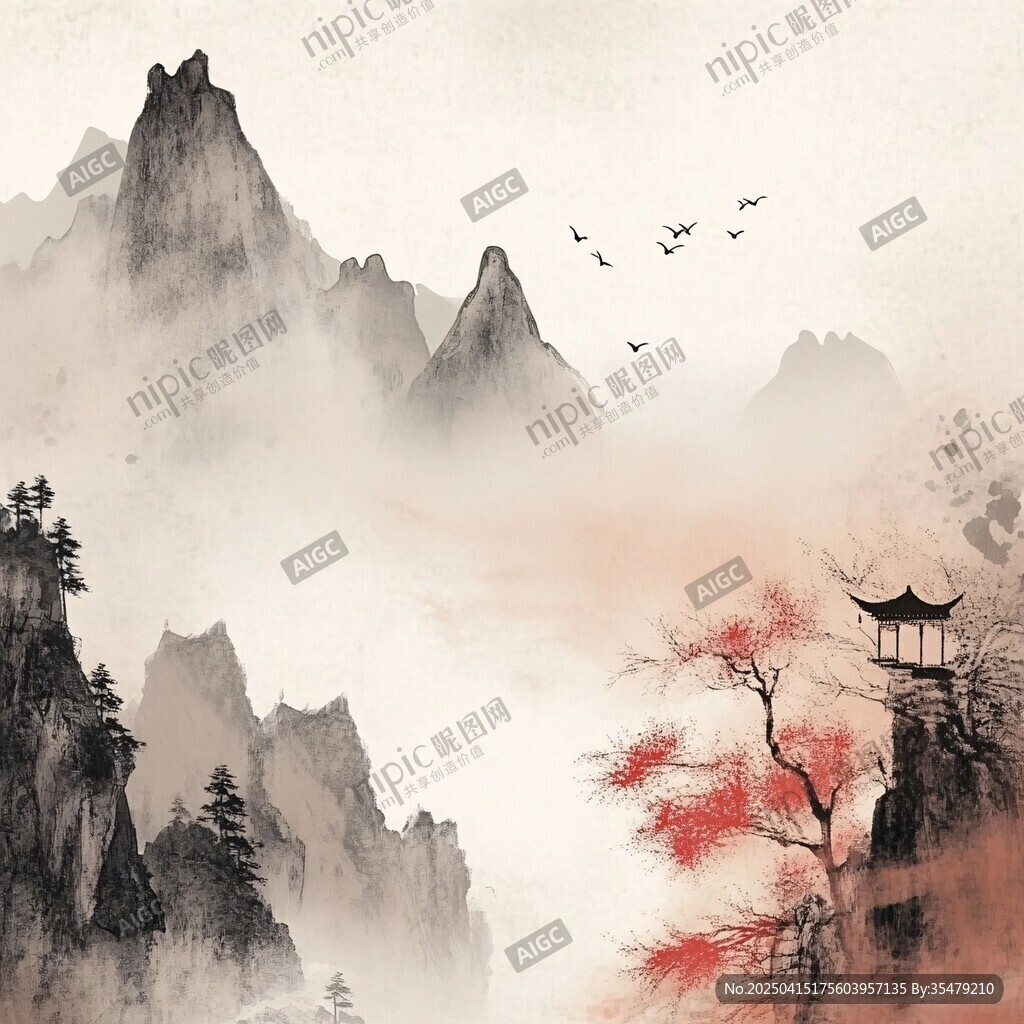 水墨山水間的詩意景致
