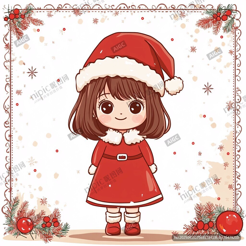 圣誕小女孩的可愛(ài)裝扮