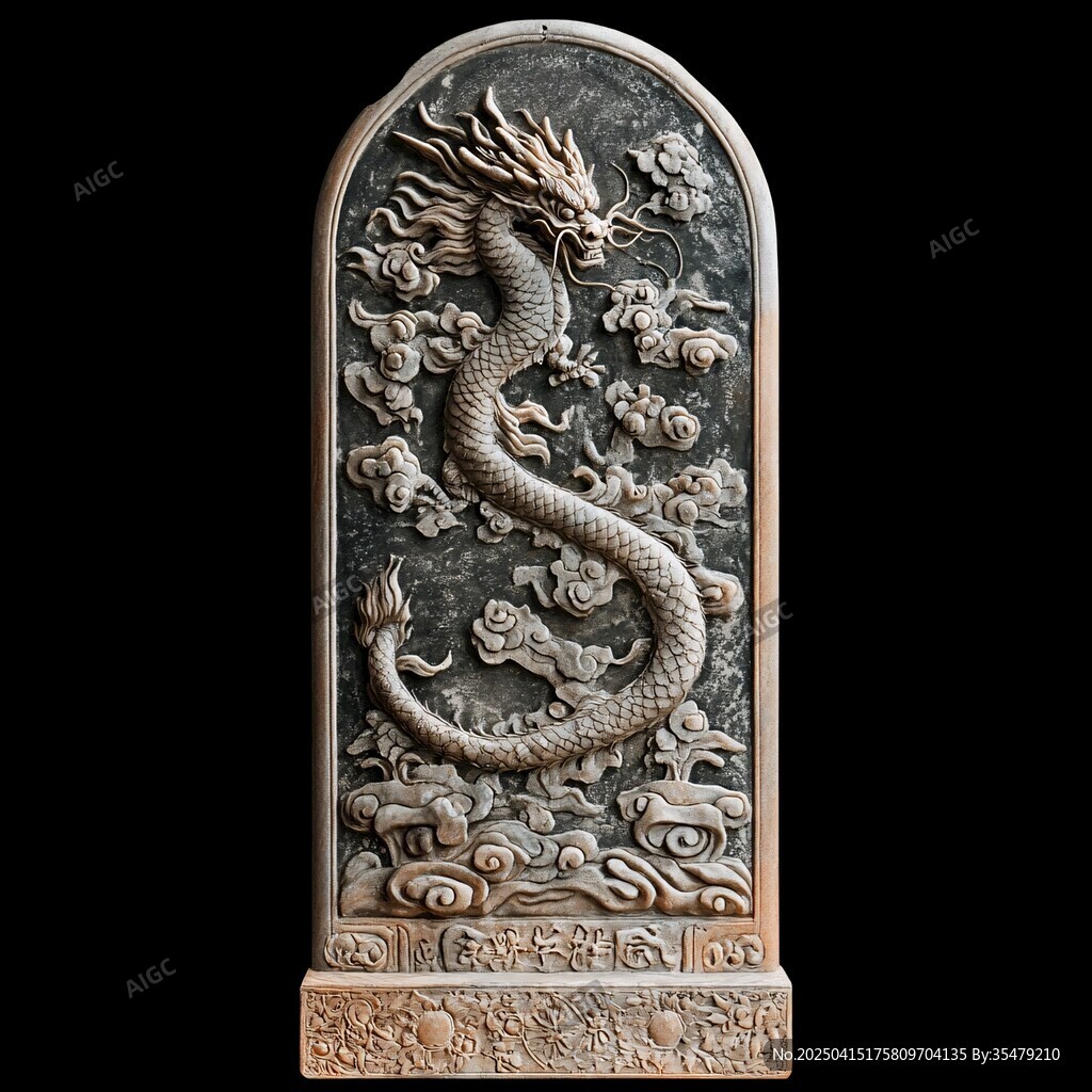 龍紋浮雕石雕 精美中式藝術(shù)