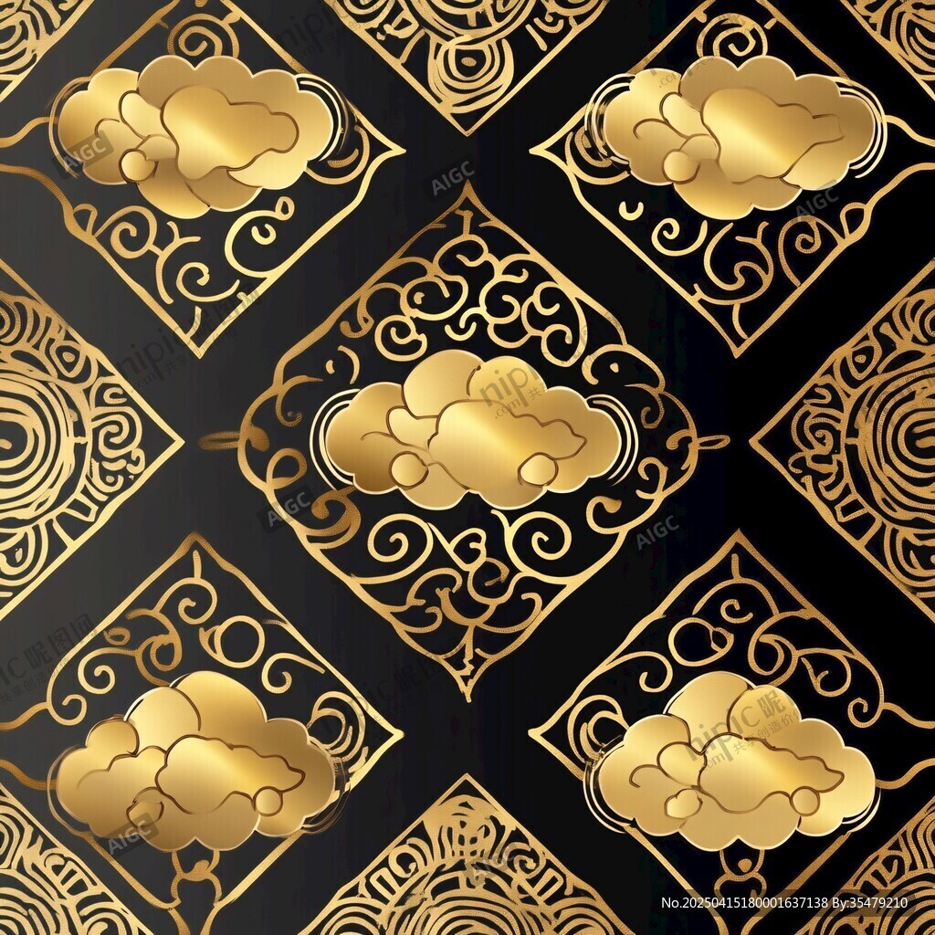 黑金中式云紋古典圖案