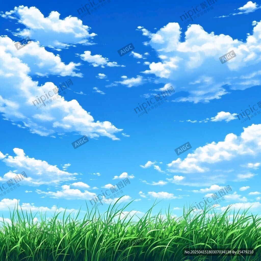 藍天綠草間的夢幻晴空