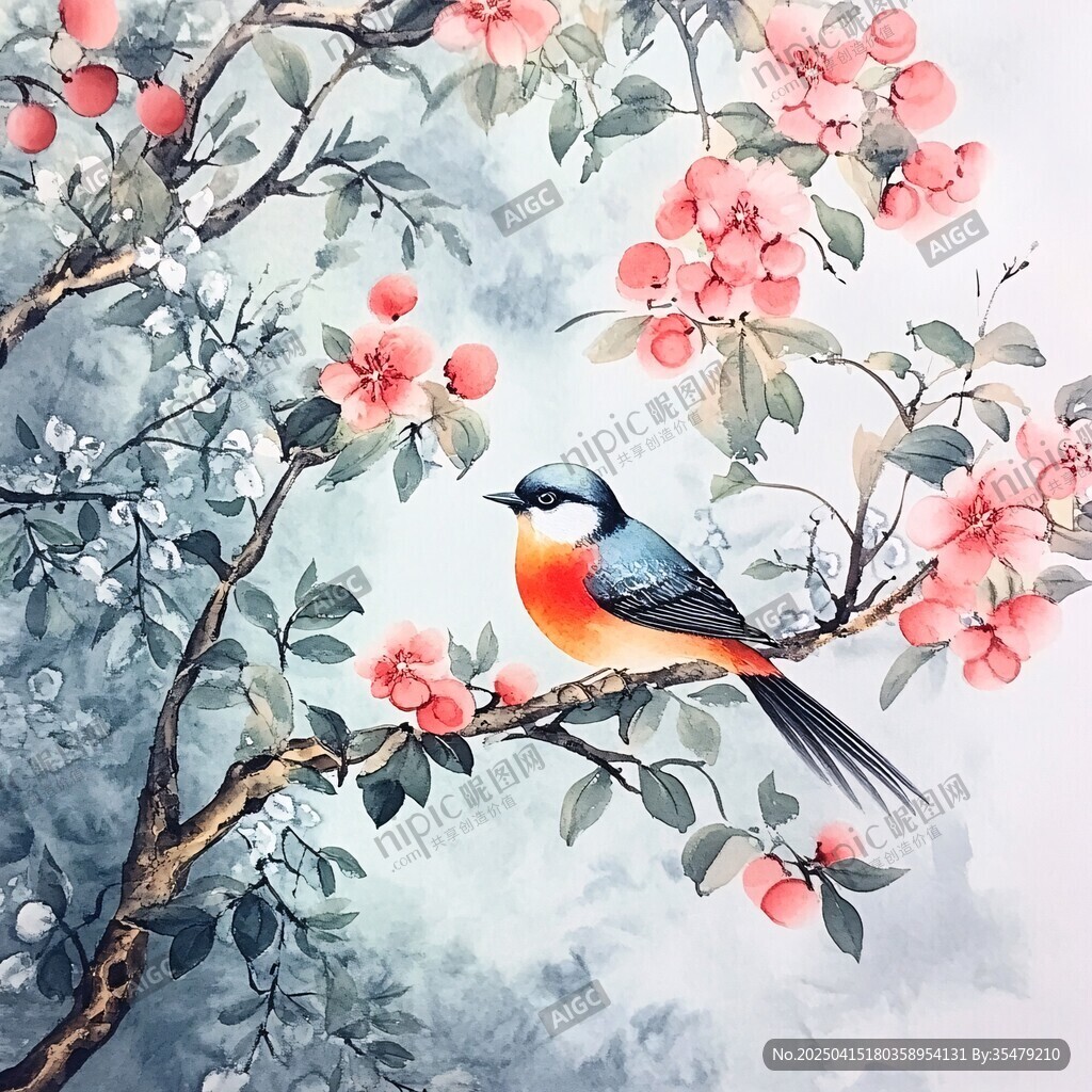 花鳥(niǎo)圖中春景