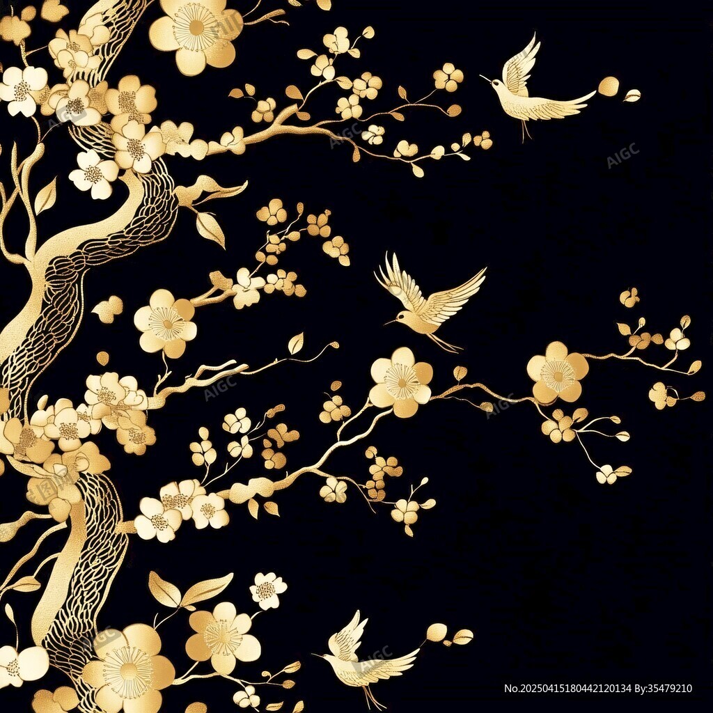 金色花鳥圖