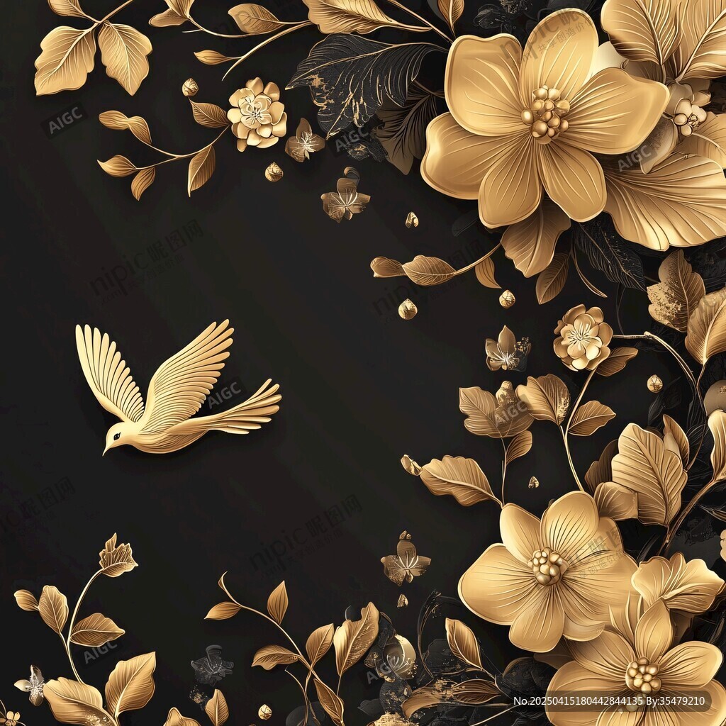 金色花鳥圖