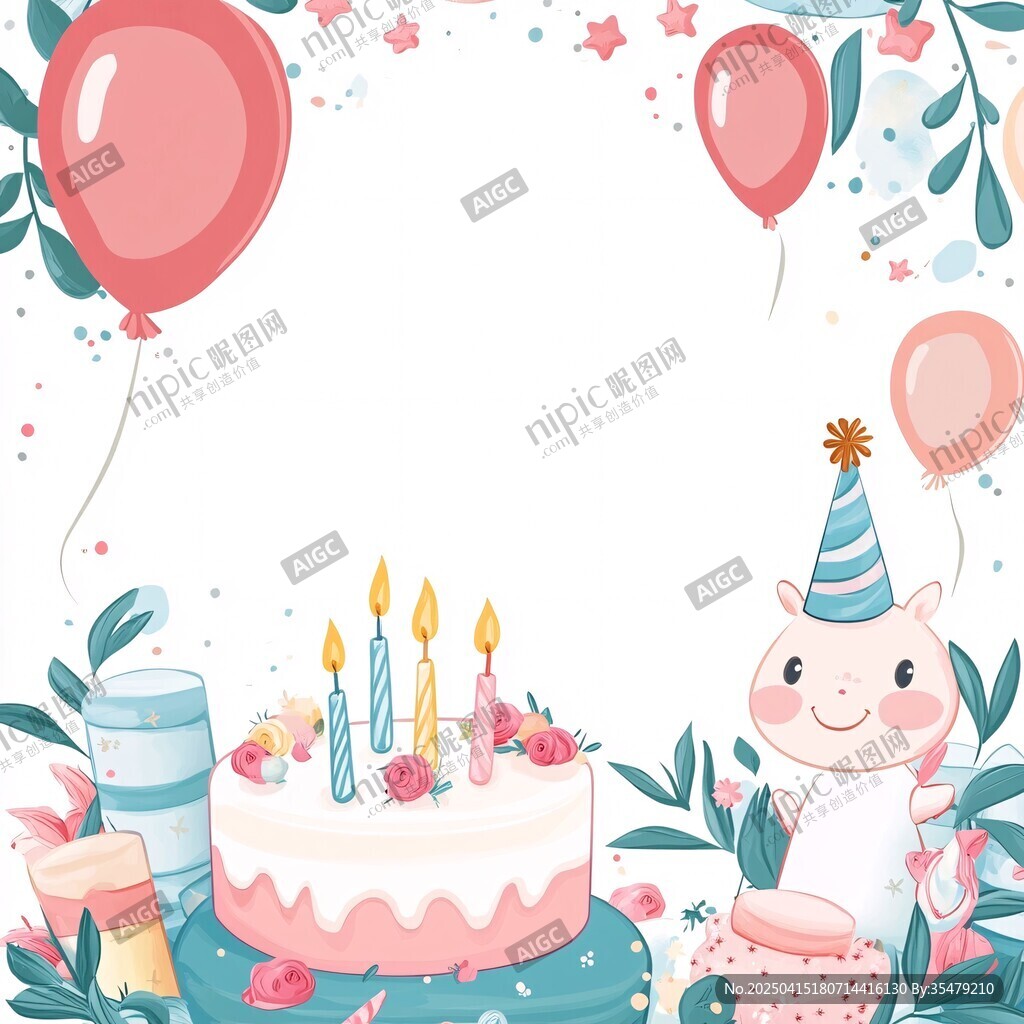 可愛(ài)萌寵生日派對(duì)插畫(huà)
