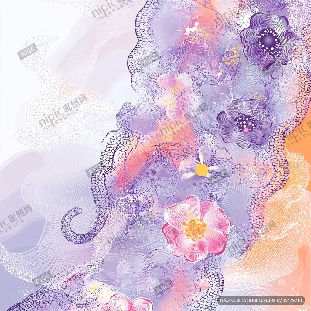 夢幻蕾絲花卉圖案設(shè)計