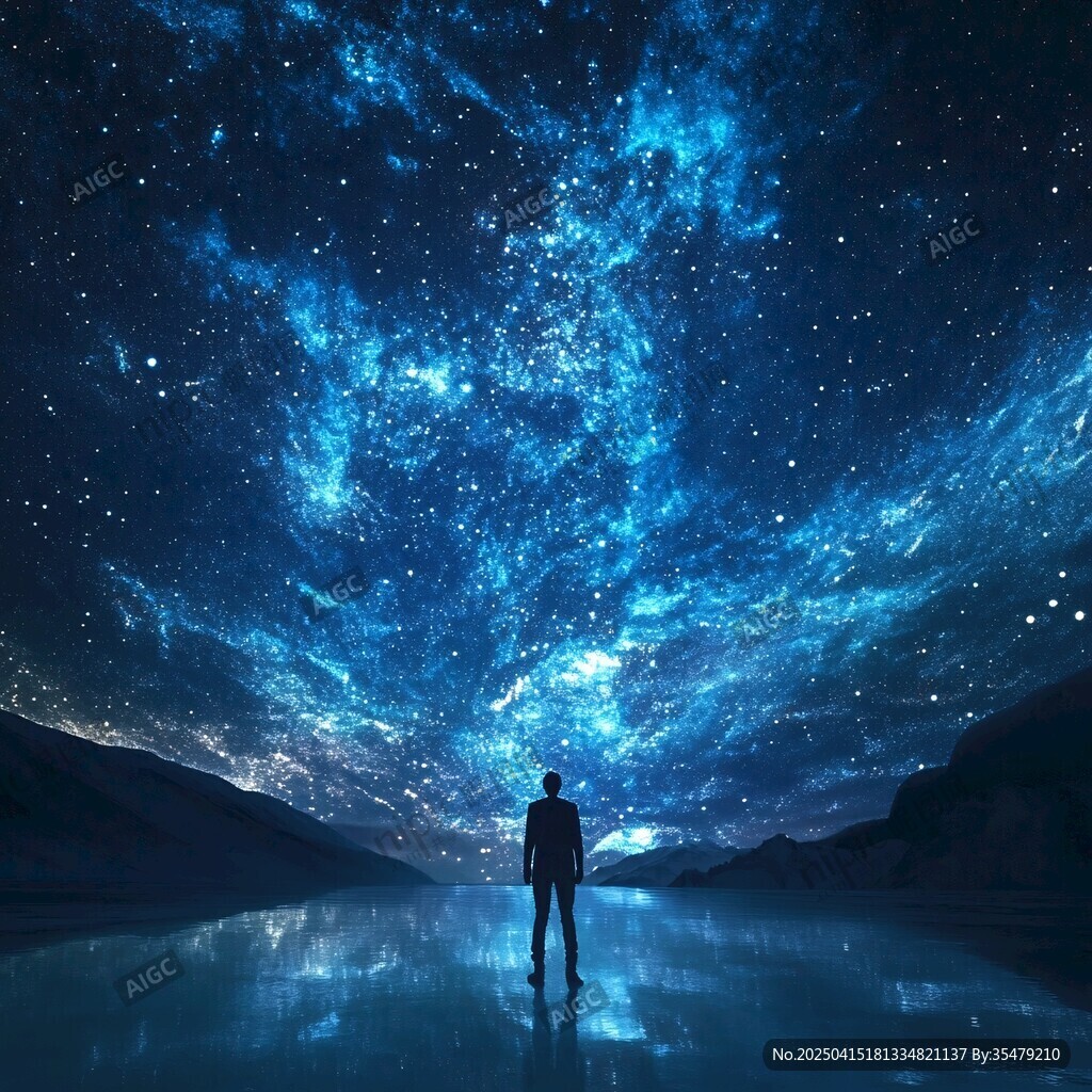 仰望星空的孤獨(dú)身影