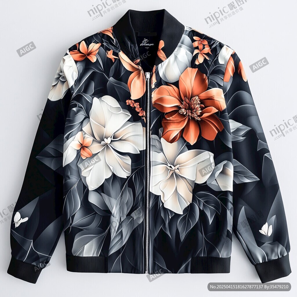 花卉印花時(shí)尚夾克外套