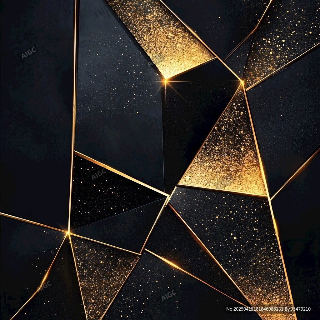 黑金幾何拼接閃耀背景圖
