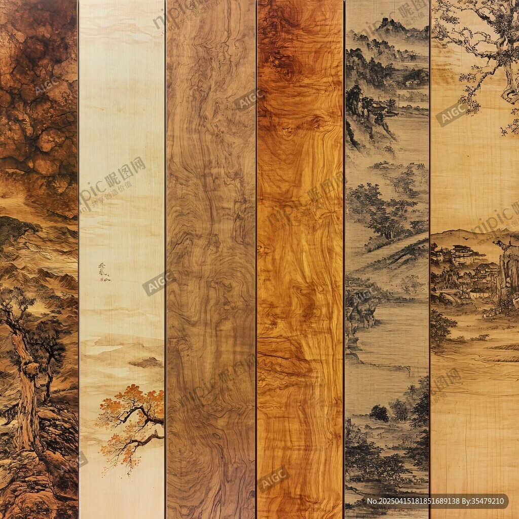 中式木紋與山水藝術(shù)木板