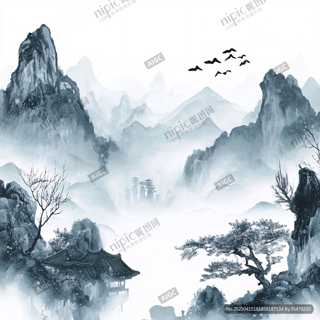 水墨山水間的靜謐景致