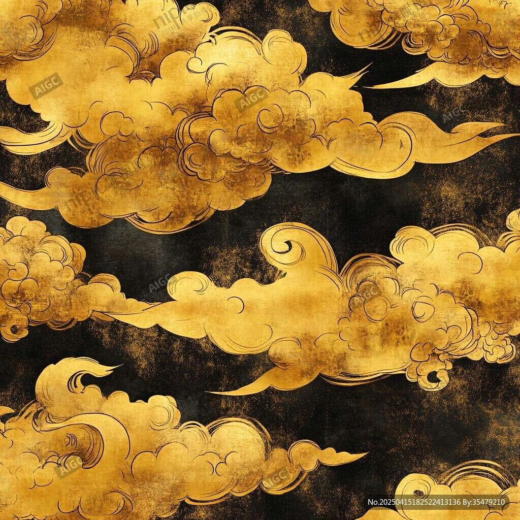 金色祥云中式紋理圖案