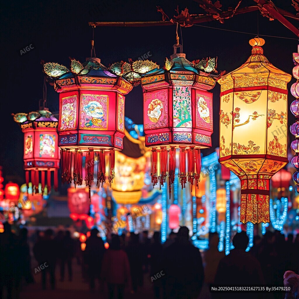 古色古香燈籠點(diǎn)亮熱鬧夜