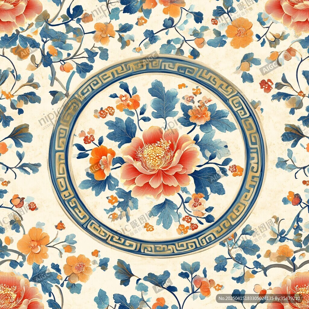 中式傳統(tǒng)花卉紋樣圖案