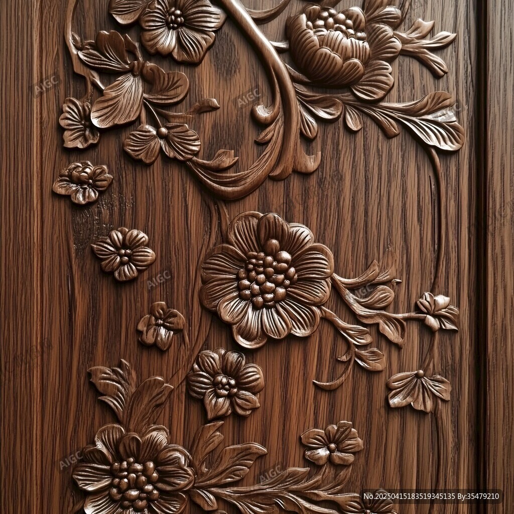 木雕花卉紋理細節(jié)展示