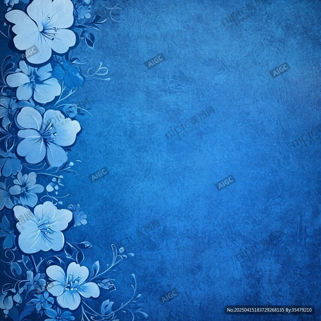 藍(lán)調(diào)花卉紋理背景圖