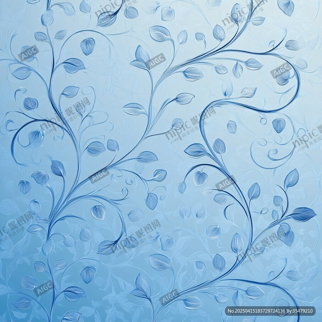 藍(lán)色花卉藤蔓紋理背景圖