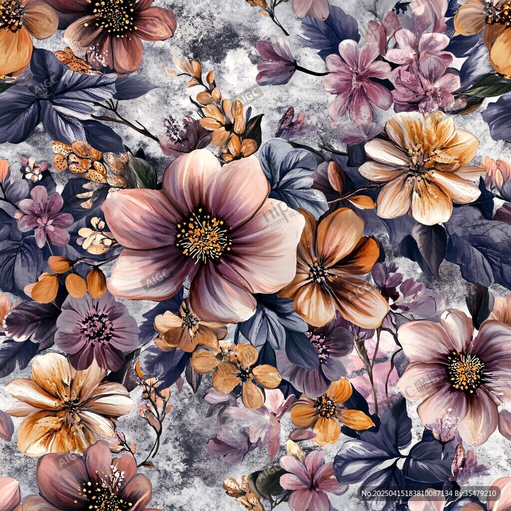 復(fù)古風(fēng)花卉圖案精美畫作
