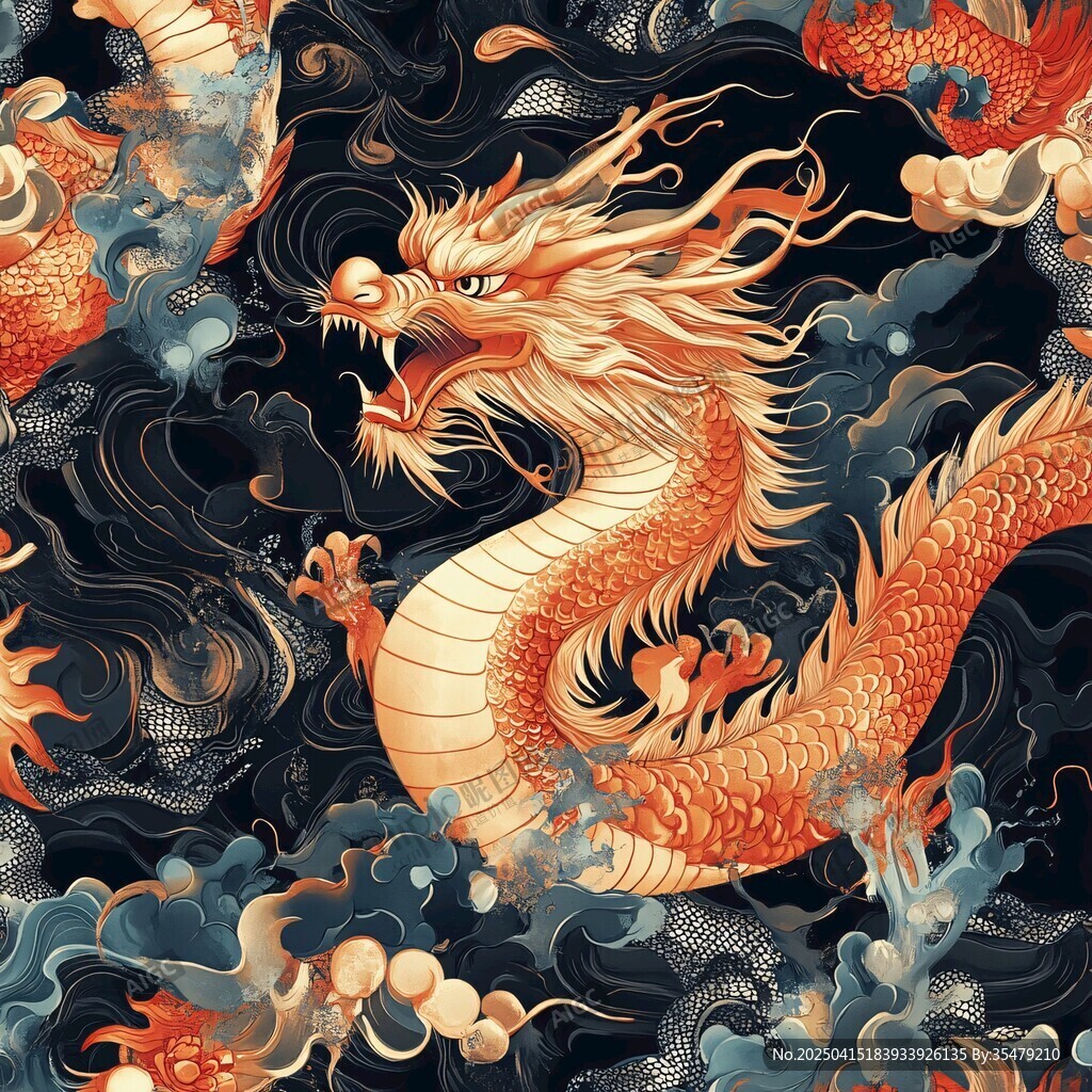 祥龍游弋于云海之間