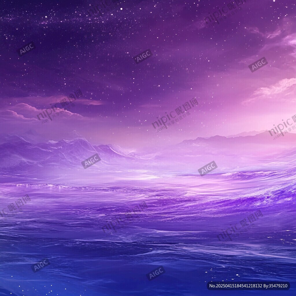 夢(mèng)幻紫調(diào)星空山水美景