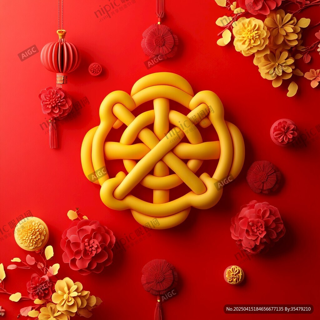中國(guó)結(jié)與節(jié)慶裝飾元素