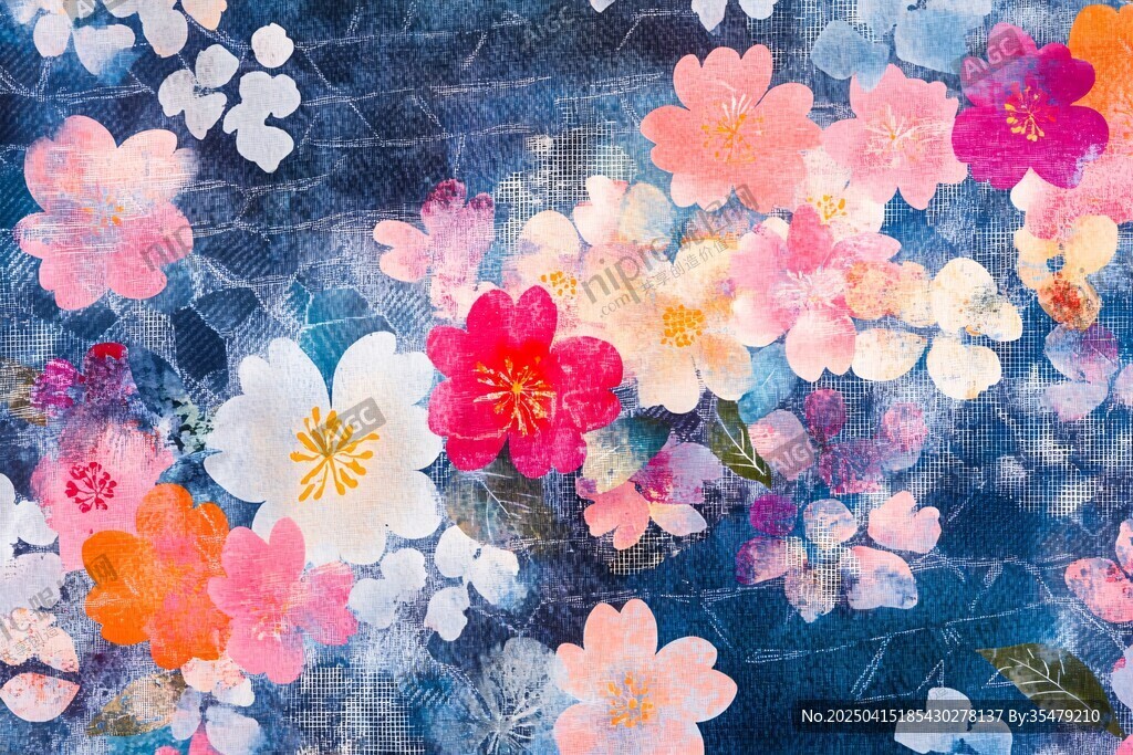 夢幻多彩花卉背景圖案