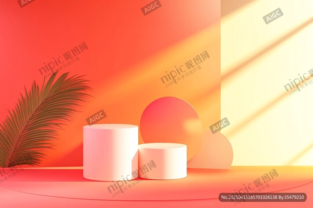 橙色調(diào)幾何場(chǎng)景展示臺(tái)