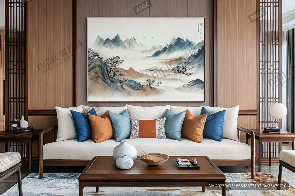 中式客廳沙發(fā)區(qū)雅致景致