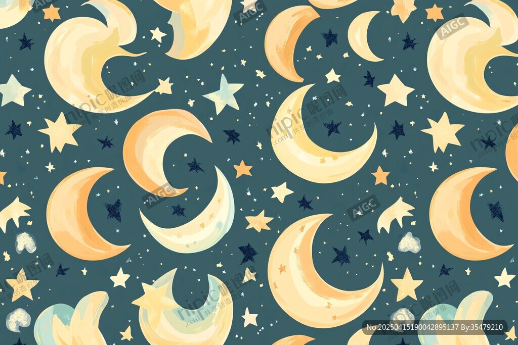 夢幻星月無縫背景圖案