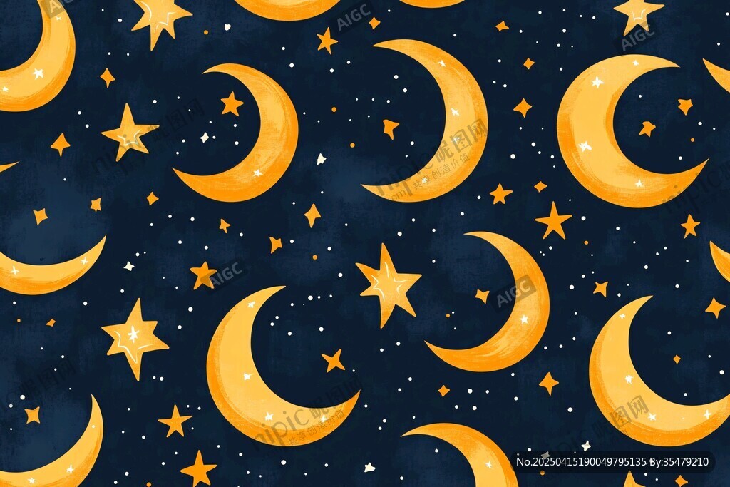 夢(mèng)幻星月夜空?qǐng)D案
