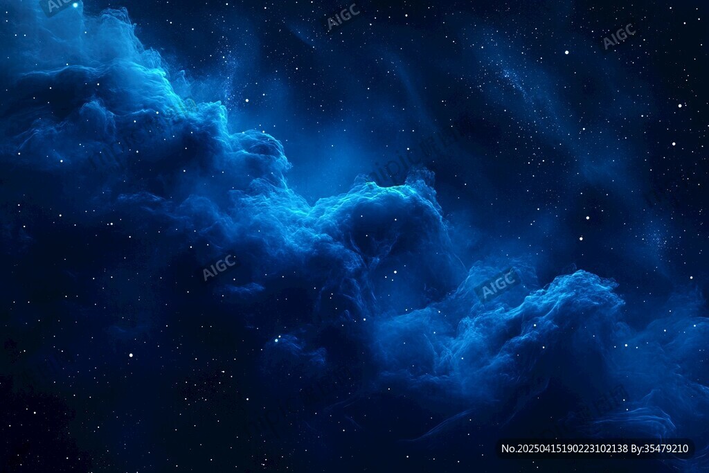 夢幻星空下的藍(lán)色云海