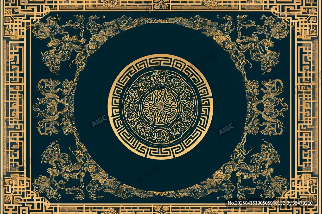 中式古典金色花紋圖案設(shè)計(jì)