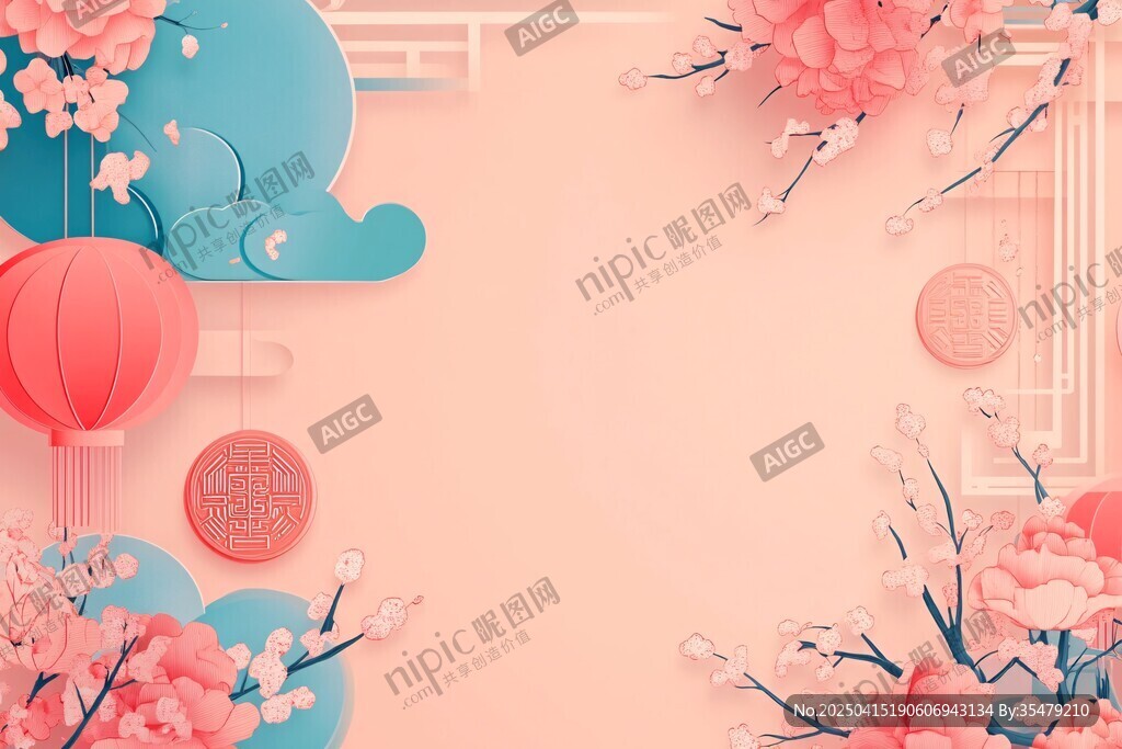 粉色中式風(fēng)節(jié)日裝飾背景