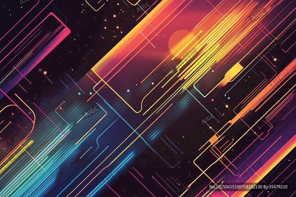 炫彩線條科技風抽象背景圖