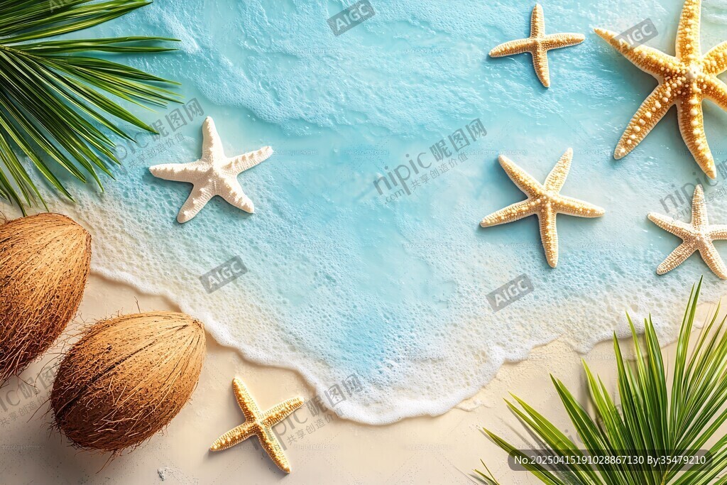 夏日海濱風情裝飾元素