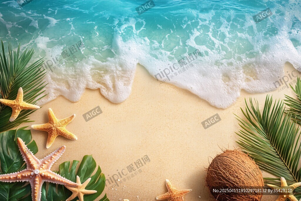 夏日海濱風(fēng)情 海星與椰果
