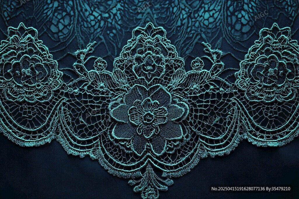 精致深綠蕾絲花紋細節(jié)