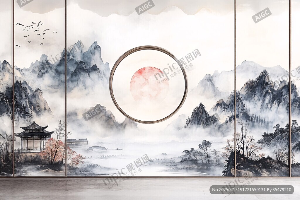 中式山水屏風(fēng)意境之美