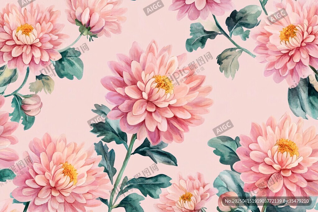 粉色菊花花卉圖案背景