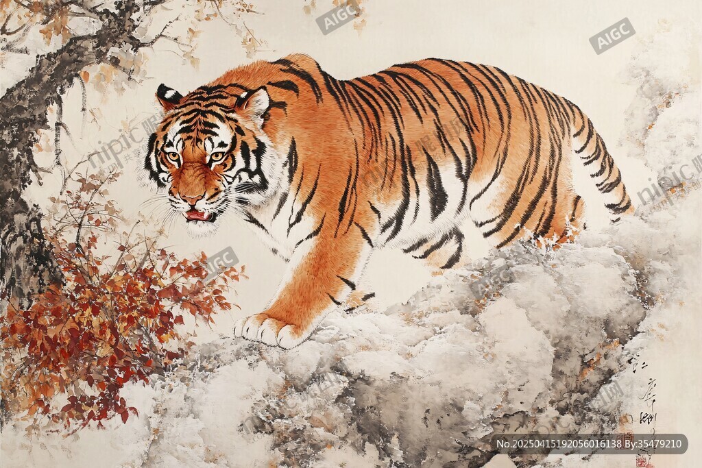 國(guó)畫(huà)猛虎圖 盡顯王者風(fēng)范