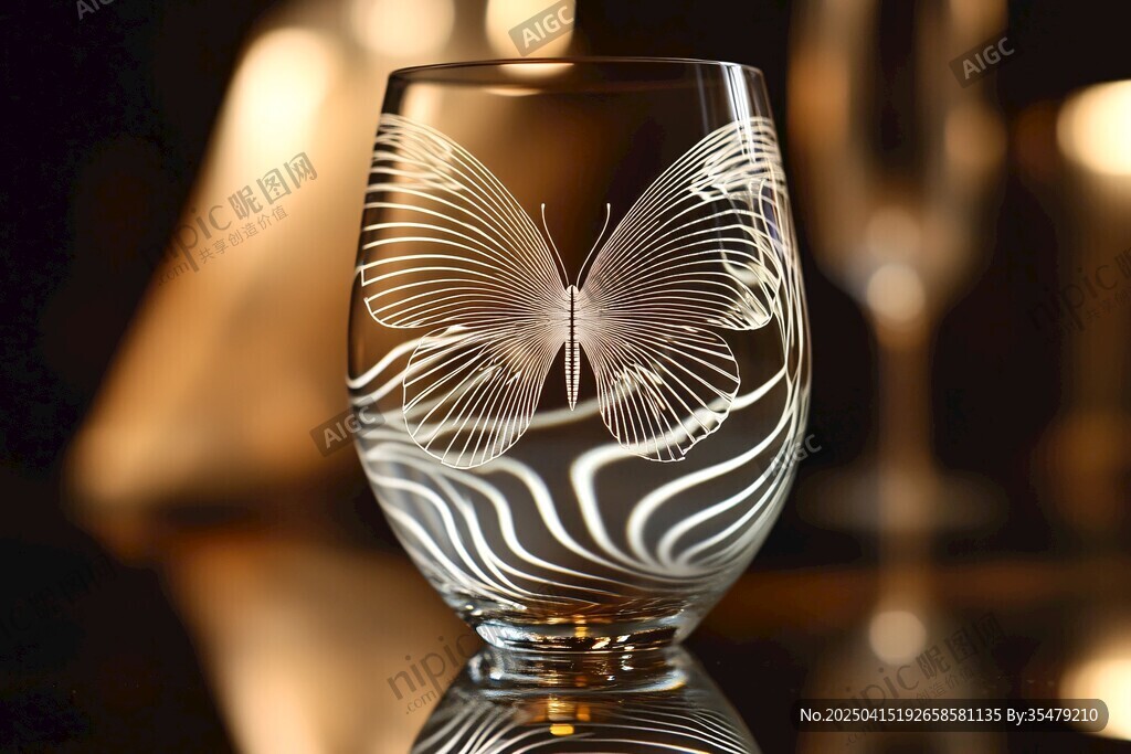 蝴蝶雕花玻璃杯 優(yōu)雅精致