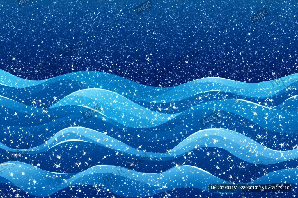 夢(mèng)幻藍(lán)色海洋星空背景圖