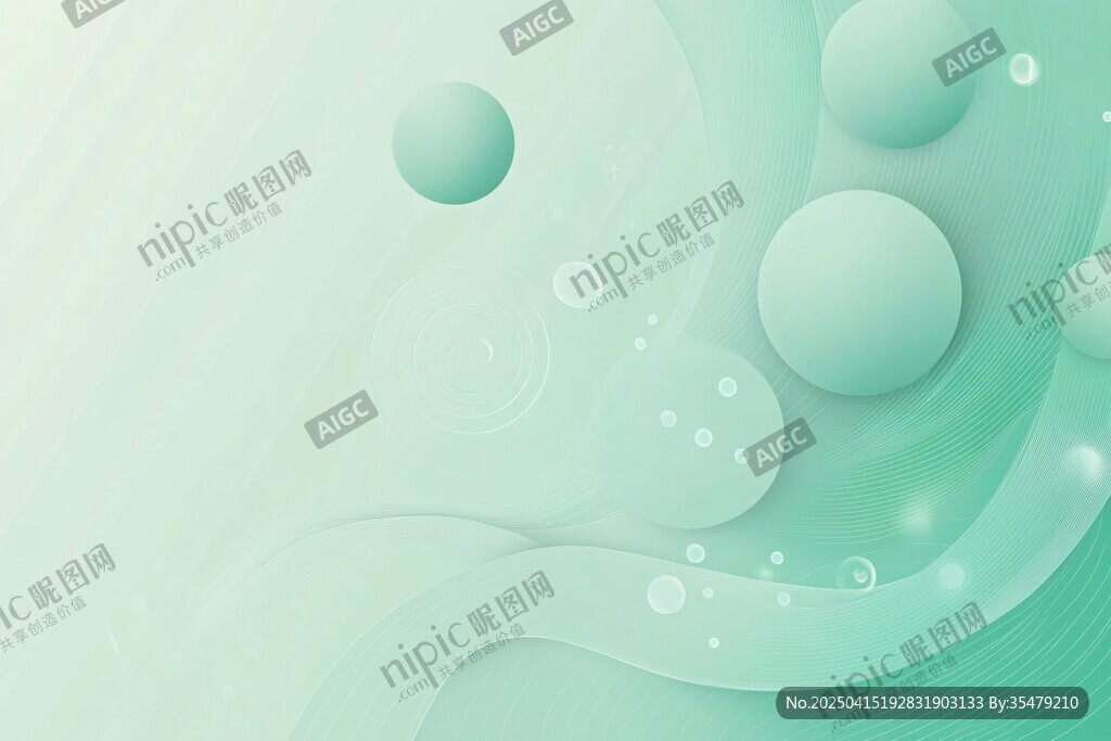 清新綠調(diào)氣泡抽象背景圖