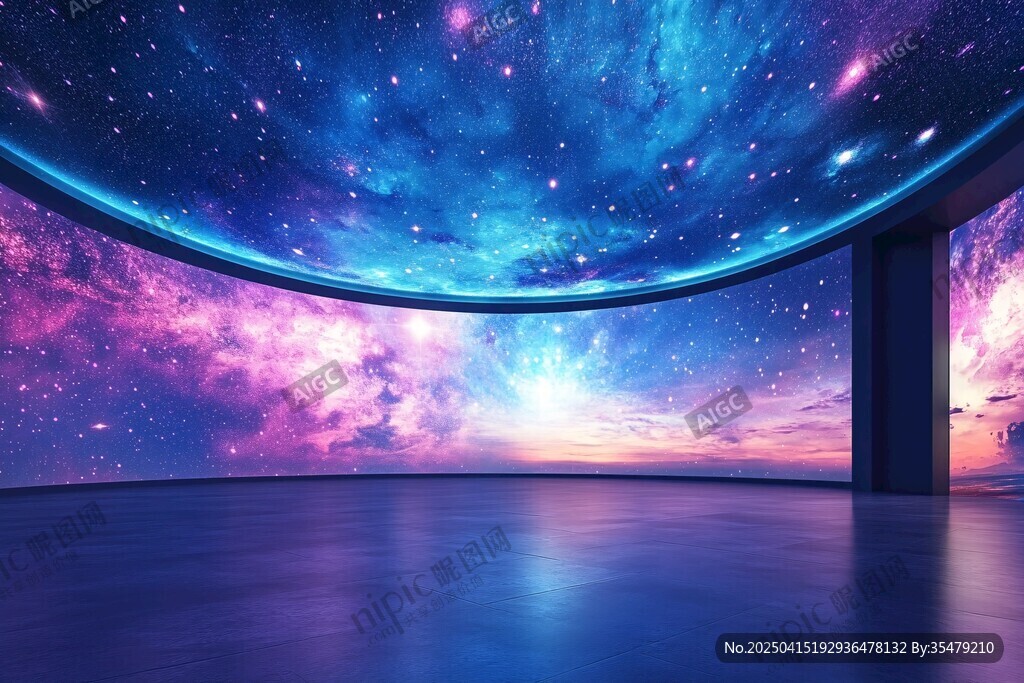 夢幻星空室內(nèi)全景背景圖