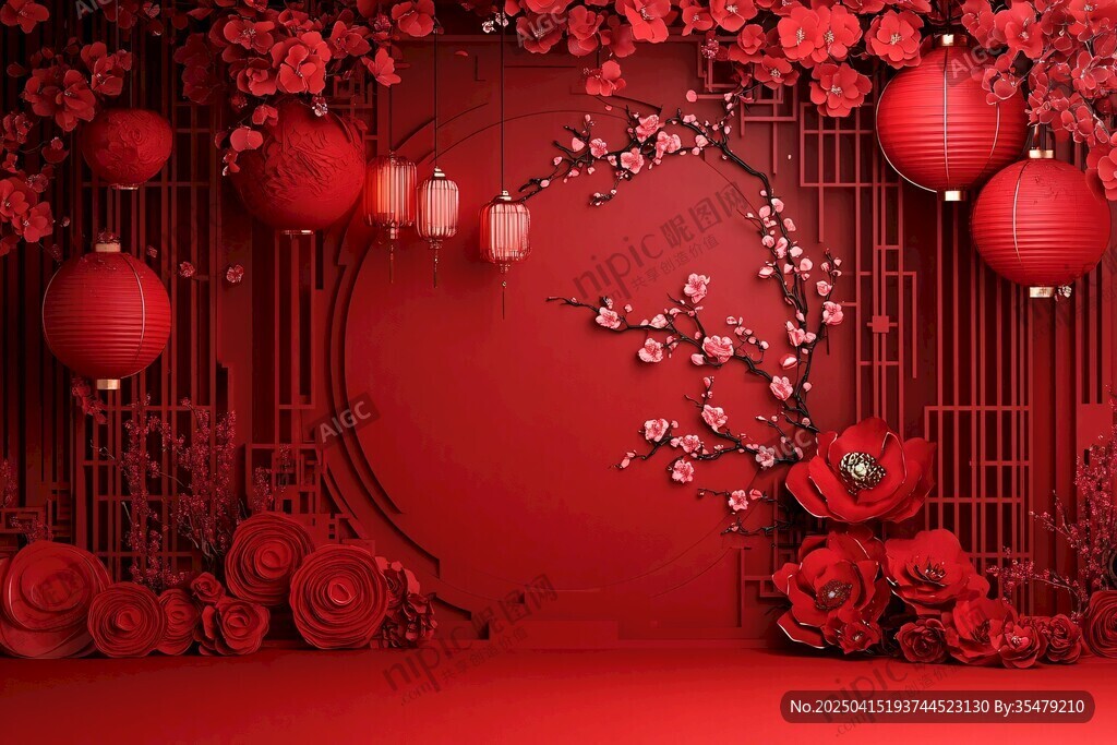 中式紅韻婚禮場(chǎng)景布置