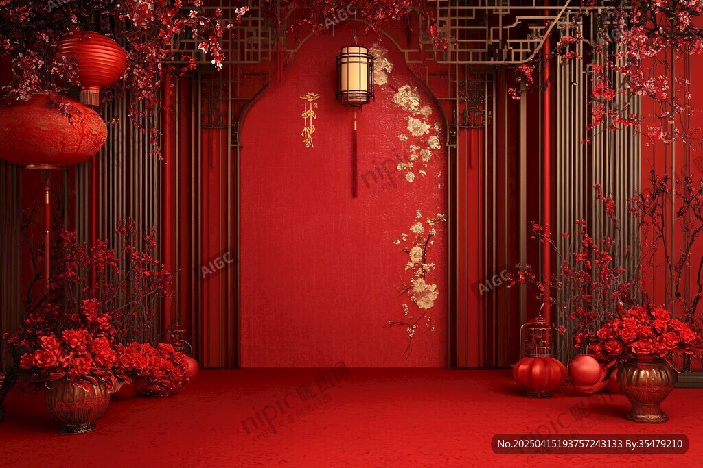 中式紅韻新年場景布置
